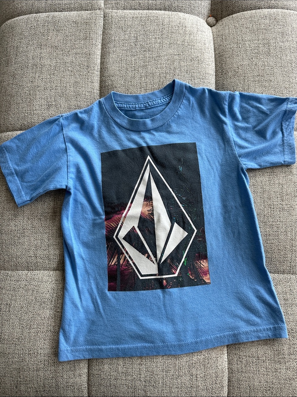 Volcom Light Blue Kids Graphic Tee with White Logo